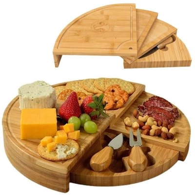 CRLYN® Tapasplank met Schaaltjes - Tapasplank - Serveerplank met Bakjes - Bruin