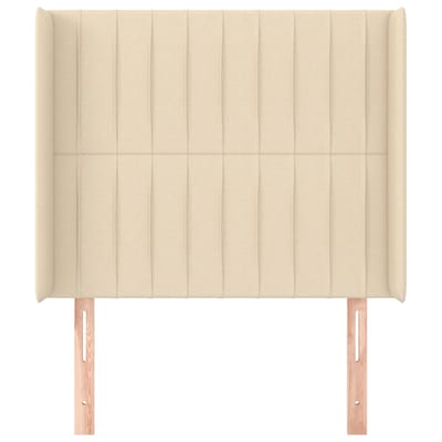 vidaXL - Hoofdbord - met - randen - 93x16x118/128 - cm - stof - crèmekleurig
