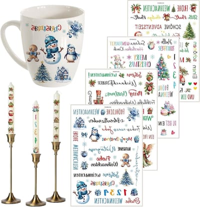 Set van 4 Kerststickers voor Kinderen - Creatieve DIY Kaarten, Scrapbooking en Album Decoratie