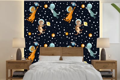 Behang - Fotobehang Planeten - Hond - Patroon - Breedte 240 cm x hoogte 240 cm