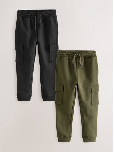 Next - Jongens - Set van 2 slim-fit cargojoggingbroeken - Zwart