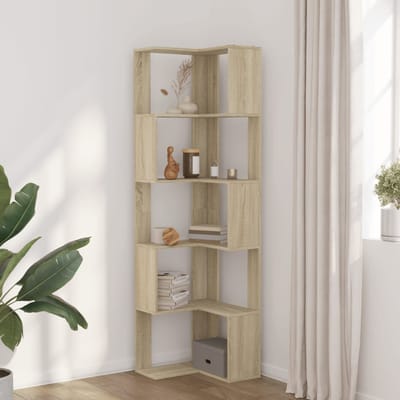 vidaXL - Boekenkast - 5-laags - hoek - 50x50x179 - cm - bewerkt - hout - sonoma - eiken