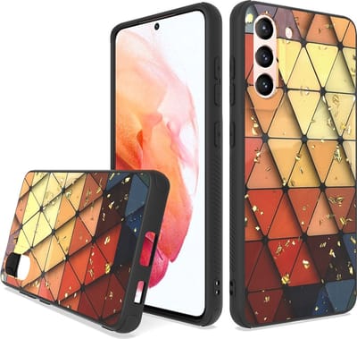 LuxeBass Siliconen hoesje met print geschikt voor Samsung Galaxy S22 - Marmer Triangle - telefoonhoes - gsm hoes - telefoonhoesje