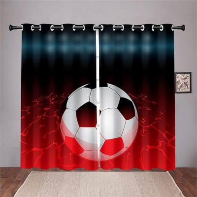 Moderne Voetbal Voetbal Zaal Dunne Raambekleding Voor Jongens Kinderen Kinderkamer Slaapkamer Woonkamer Badkamer Ramen Keuken Deur Huis 100W130H(CM)40x51in&Grommet Top