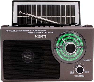 Draagbare Radio - Compacte Muziekspeler - Reizen Kantoor Werk - Zonne-oplader LED-lamp - 18 x 11.2 x 6.5 cm
