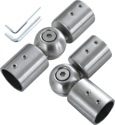 Verstelbare Gordijnroede Connector voor Erkers - Zwart/Zilver