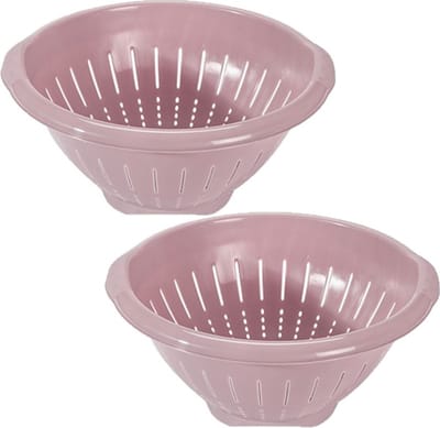 2x stuks kunststof keuken vergieten/zeven 30 x 14 cm met rand in kleur oud roze - Eten schoonmaken/afgieten