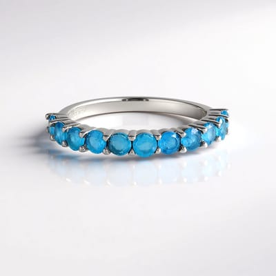 Neon Blauwe Apatiet Zilveren Ring