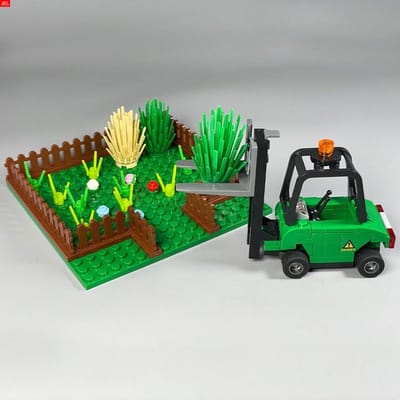 MOC Briques Chariot élévateur pour cultures Village agricole Campagne Porte-Échelle Véhicule d'ingénierie Blocs de construction axés sur l'apprentissage Jouets pour enfants
