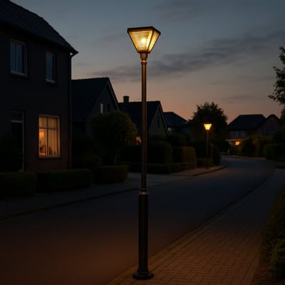 Moderne Lantarenpaal - Lichtmast | Compleet | 3 meter | Zwart | Vierkante lampenkap