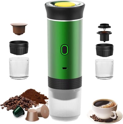 Aurixi® Draagbare Koffiemachine - Blender To Go - Draagbare Blender - Groen - ‎9cm x 9cm x 27cm