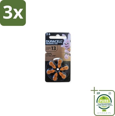 3 x Duracell Gehoorapparaat Batterijen 13 6 stuks per verpakking - Grootverpakking - Gehoorapparaten Batterijen - Gehoorapparaten Batterijen Type 13 - Gehoorapparaten Batterijen 6 Stuks - Zink-lucht Batterijen - Betrouwbare Batterijen