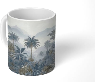 Mok - Koffiemok - Jungle - Landschap - Blauw - Mokken - 350 ML - Beker - Koffiemokken - Theemok