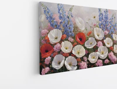 Saammp Canvas Schilderij - Kleurrijk - Abstract - Bloemen - Natuur - 45x30 - Foto op canvas - Wanddecoratie - Muurdecoratie Woonkamer - Kantoor Decoratie