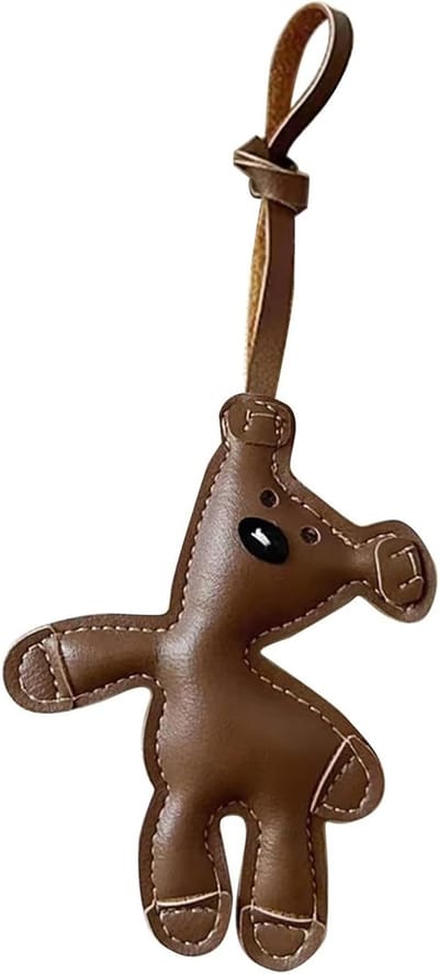 Schattige Beren Sleutelhanger, Leuke Tas Hangertje, Gelukscharme van PU Leer voor Tassen, Sleutels en Kinderen (Bruin, 7.5 x 11.5cm)