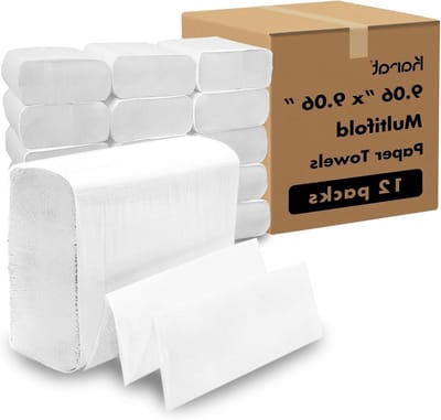 Multifold Papieren Handdoeken - Vouwdoeken Keukenpapier - Snel Reinigen - Gemaakt van Gerecycled Papier - 12 Pakken - Wit