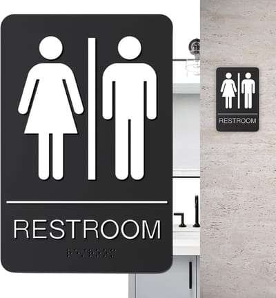 Toilet Deurbord - WC Aanduiding - Ruimte Aangeven - Zelfklevend Acryl - 23x15 cm - Zwart