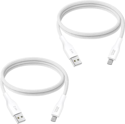 Oplaadkabel geschikt voor iPhone - Lightning kabel 2 meter - 2 stuks - Stevig - Nylon - Wit