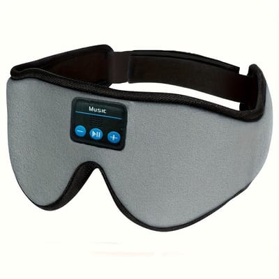 Grijs Draadloos Slaapmasker met Bluetooth-koptelefoon – 3D Oogmasker met Type-C Oplaadkabel voor Muziek, Reizen & Ontspanning
