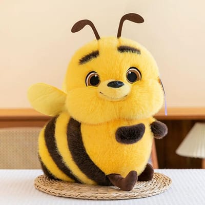 Gele Leuke Grote Ogen Pluizige Bij Pluche Speelgoed Zacht Gevuld Cartoon Insect Lief Poppetje Verjaardagscadeau Voor Huisbank Woonkamer Decoratie 33CM