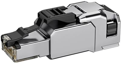 Telegärtner 100039923 MFP8-SL T568B CAT.8.1 met voorgemonteerde stofkap AWG24/1-AWG22/1, AWG27/7-AWG22/7 100039923 Stekker Zilver 1 stuk(s)