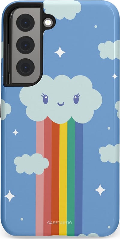 Casetastic Hoesje Geschikt voor Samsung S22 - Stijlvolle Beschermende Duo-layer Case - Regenboogwolkje
