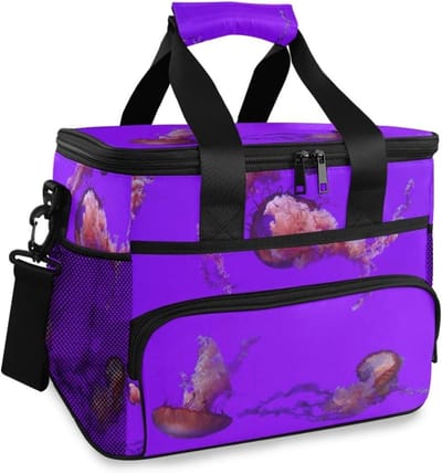 Koeltas - Lunchtas - Picknick en Uitjes - 3D Print Patroon - 15L - Roze Kwallen