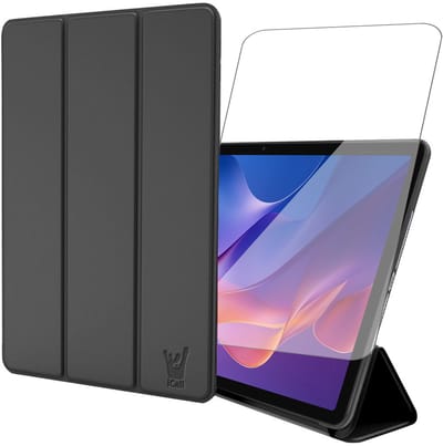 Hoes en Screenprotector geschikt voor Xiaomi Redmi Pad 2 (11 inch - 2025) – Tri-Fold Smart Bookcase met Auto/Wake Functie – Zwart