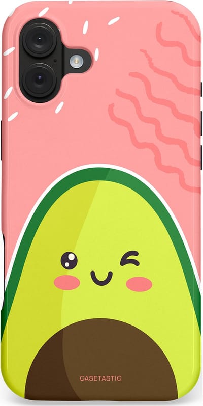 Casetastic hoesje geschikt voor Apple iPhone 16 Plus - MagSafe - Dubbellaagse bescherming - Avocado Vibes - Fashion Case - Perzik Geel Donkergrijs Koraal