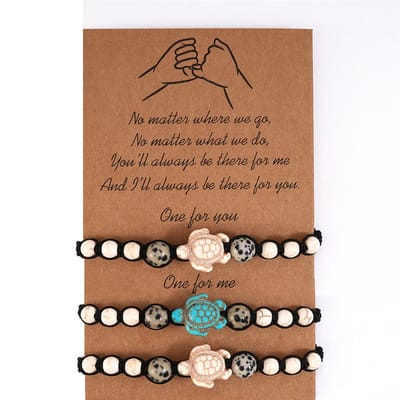Bixorp Friends Vriendschapsarmbandjes voor 3 met Roze & Blauwe Schildpadden / Schildpadjes - BFF ArmbandMeisjes - Best Friends Armband Vriendschap Cadeau voor Drie