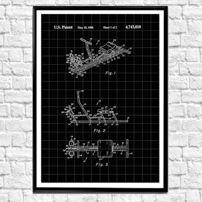 Roeimachine Muurkunst - Octrooi Afbeelding - Woonkamer Decoratie - Giclée Druktechniek - Meerdere Kleuren