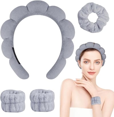 Comfortabele Haarbanden voor Dames - 4-delige Set voor Gezichtsreiniging, Make-up en Yoga, Ideaal voor Douche en Sport