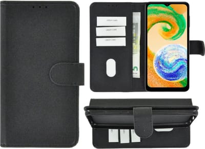 MoDo hoesje geschikt voor Samsung Galaxy A04s - Kunstleer Book Case - Zwart