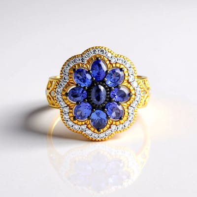 Cavill - Zilveren Ring - 925 Sterling Zilver met 1,54 ct Ovale Tanzaniet en 0,42 ct Zirkonia - Elegant & Verfijnd - Sieraden voor Vrouwen & Geschenk