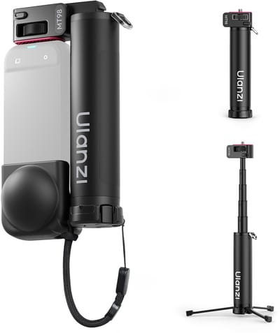 Ulanzi MT98 Opvouwbare Invisible Selfiestick voor Insta360 - Met Tripod Functie - Uitschuifbaar tot 57 cm - Aluminium - Zwart