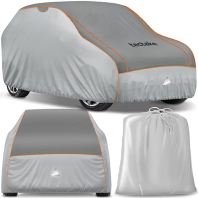 tectake® Autohoes - Autozeil voor Buiten - Hagelbescherming - Waterdicht Deken met 3 Verstelbare Spanbanden - Ademend - Auto Beschermhoes met Opbergtas - Compatibel met vele modellen - Afmeting (LxBxH) 520 x 185 x 145 cm - Voor SUV of Busje