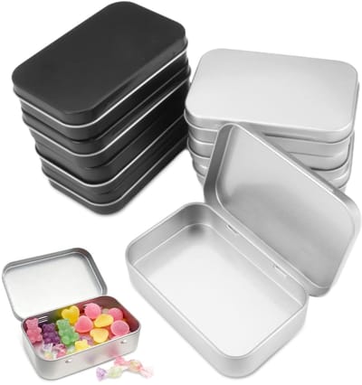 Dailygoods- Metalen Doosjes 8 Stuks - Klein 9,5 x 6 x 2 cm - Roestvrij Staal - Draagbare Handtasvorm - Snoepdoos/Sieraden - Anti-roest en Anti-kras - Opbergdoos