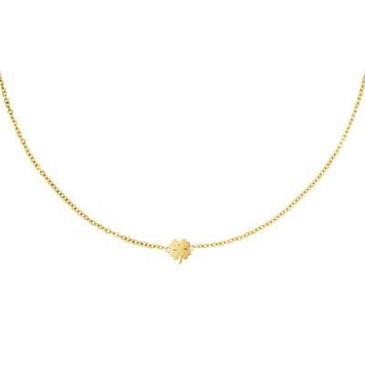 Yehwang Damesketting Goudkleurig - Klavertje Hanger - Roestvrij staal - 37 cm