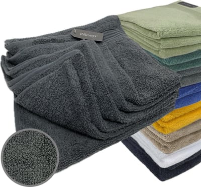 iSleep Terry Gastendoekje - 6 Stuks - 30x50 cm - Antraciet