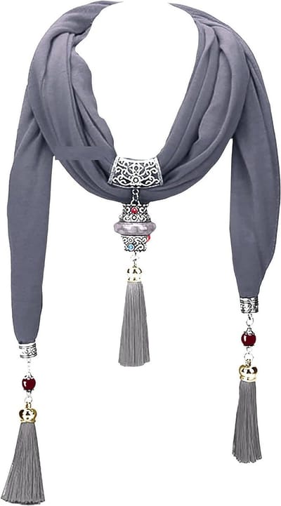 Dames Sjaal met Hanger - Sjaal met Sieraden - Stijlvol Accessoire - Hoogwaardige Sieraden - 20.4 x 12.2 cm - Lavendel