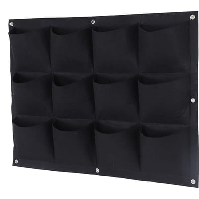 12 Poches Dégradable Vertical Suspendu Jardin Mural Plante Sac de Culture Pot Conteneur (Noir) noir