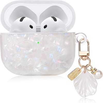 AirPod 4 Hoesje - Beschermhoesje Oplader - Dagelijks Gebruik - Shell Pearl Sleutelhanger - 97 x 87 x 28 cm