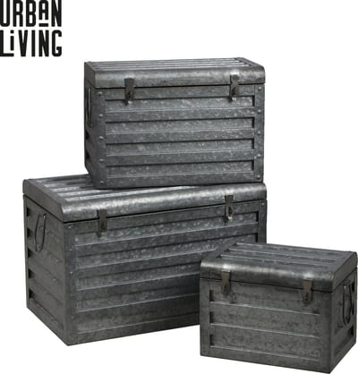 "LOFT & METAL" SET VAN 3 METALEN OPBERGKISTEN S: 32X21XH24CM / M: 42X27XH29CM / L: 54X32XH34CM
