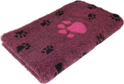 2 Stuks - Vetbed - Dierenkleed - Dierenmat - Benchkleed - Cerise + Grote voetprint 3 kleur - latex anti-slip 75 x 50 cm - Machine wasbaar