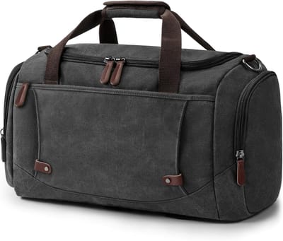 Weekendtas, Uniseks canvas reistas, Sporttas, Grote reistas in retro, 40L grote capaciteit, meerdere zakken, voor mannen en vrouwen, canvas (Zwart)