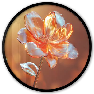 Poster in lijst Rond - Fotolijst 40x40 cm - Posters - Glazen - Bloem - Zonlicht - Ronde posterlijst zwart - Decoratie - Wanddecoratie woonkamer - Muurdecoratie slaapkamer