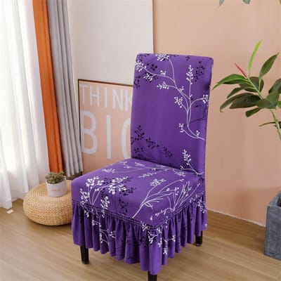 Eetkamerstoel Hoes Stretch Stoelhoezen voor Eetkamer Wasbare Keukenstoelhoes met Rok voor Thuisfeest 1 stuk 1piece gray