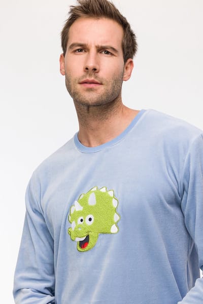 Woody Jongens-Heren Pyjama lichtblauw - maat 164/14J