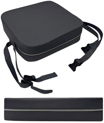 Kinderstoelverhoger - wasbaar - afneembaar - draagbaar - geschikt voor peuters, kinderstoelen, zitkussens, eetkamers - stoelverhoger met twee veiligheidsgespen - 34*34*9 cm -Donkergrijs