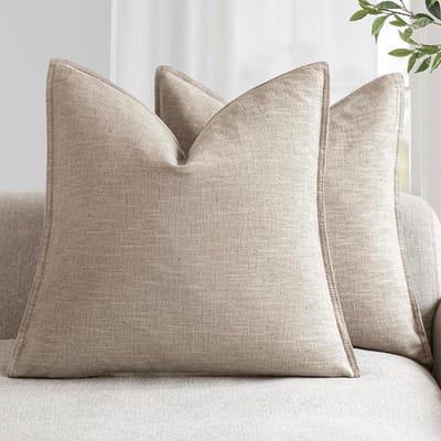 Decoratieve Kussenhoezen - Sierkussens Linnen - Interieur Decoratie - Flensrand Design - Set van 2 - Natuurlijk Linnen